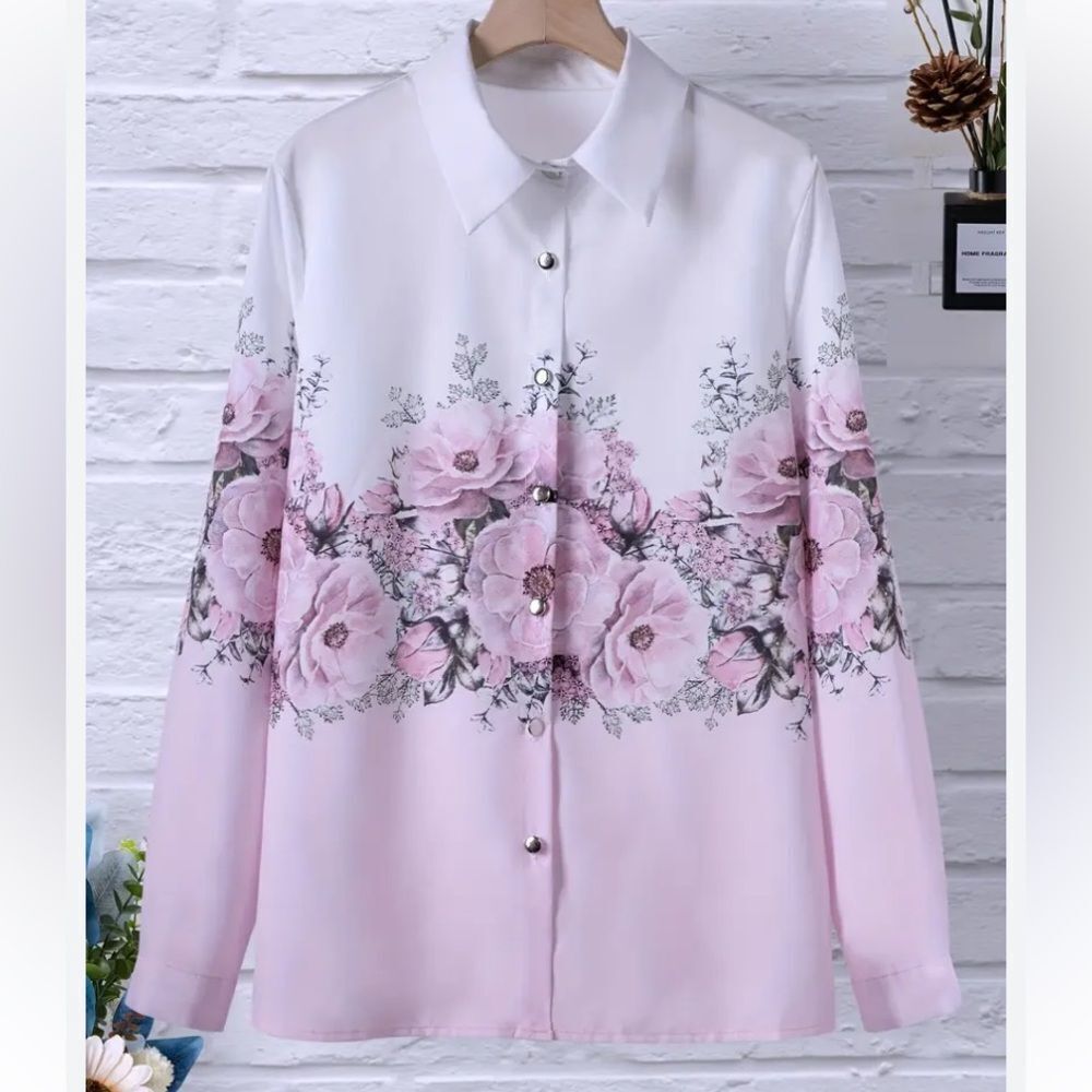 Women’s  Floral Button-Up Shirt Blouse Size XXL